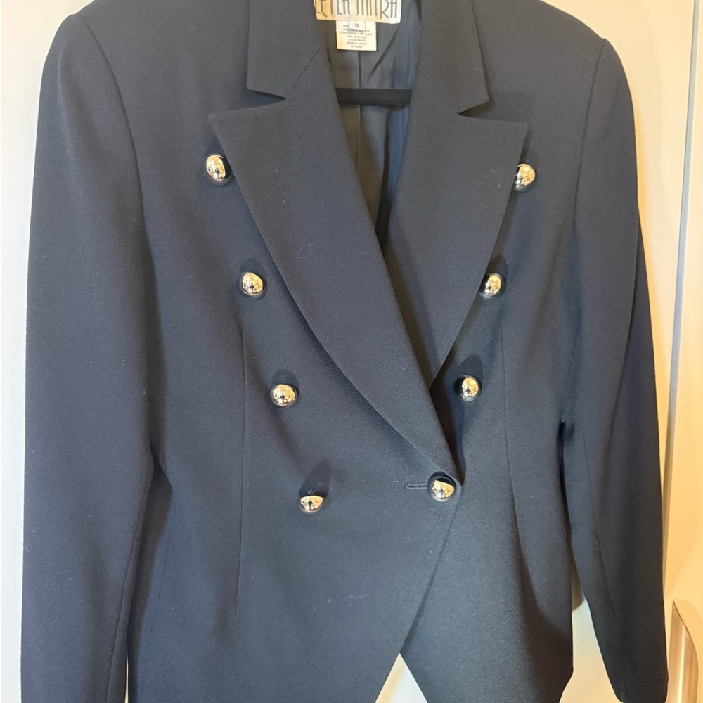 Vintage Leyla Mitra Wool Blazer Made in Japan Double Breasted Jacket - Picture 3 of 6